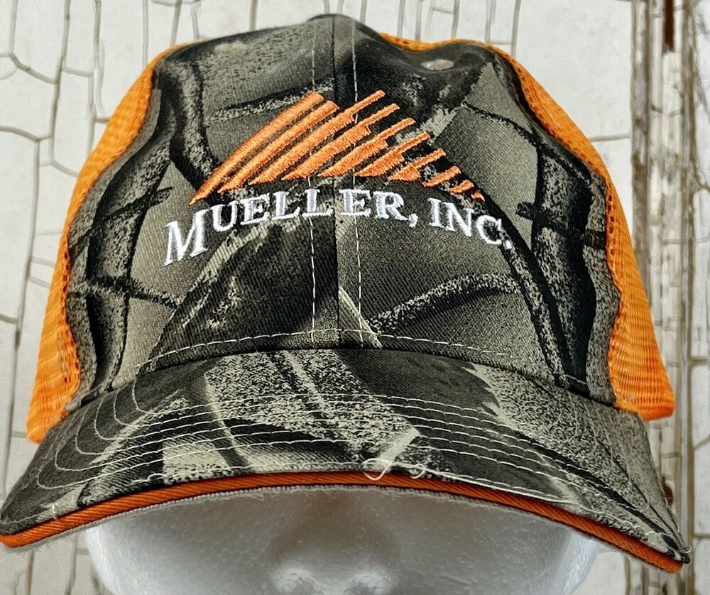 Orange Mesh Hat Cap MUELLER Supply Co. Inc Camo Hat NWOT